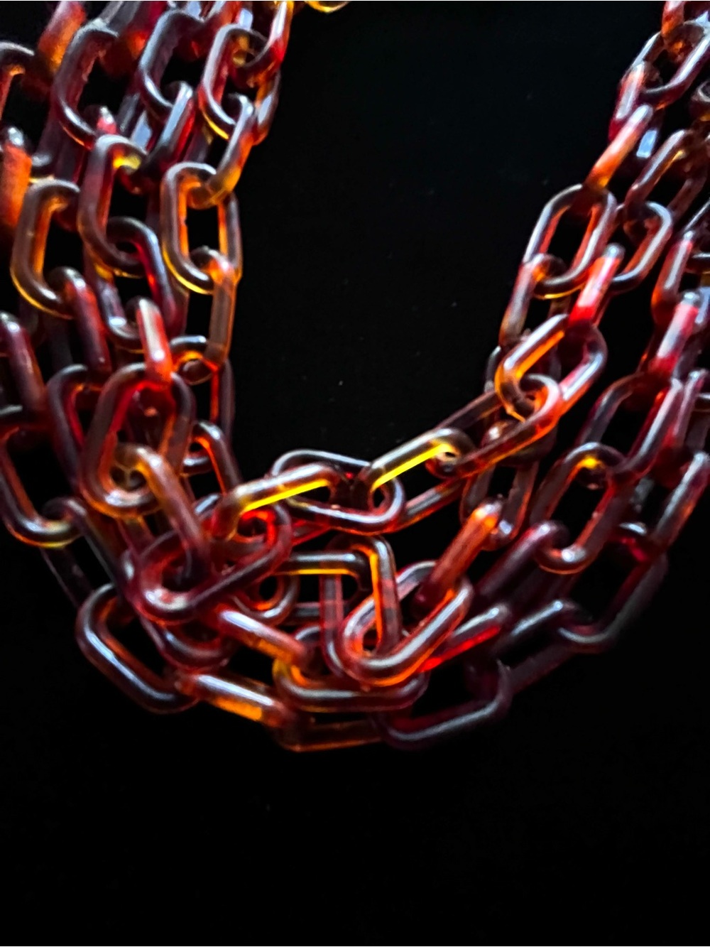 Miriam Haskell Vintage  Faux Tortoise Plastic Chain Two-Strand Necklace - Picture 7 of 16